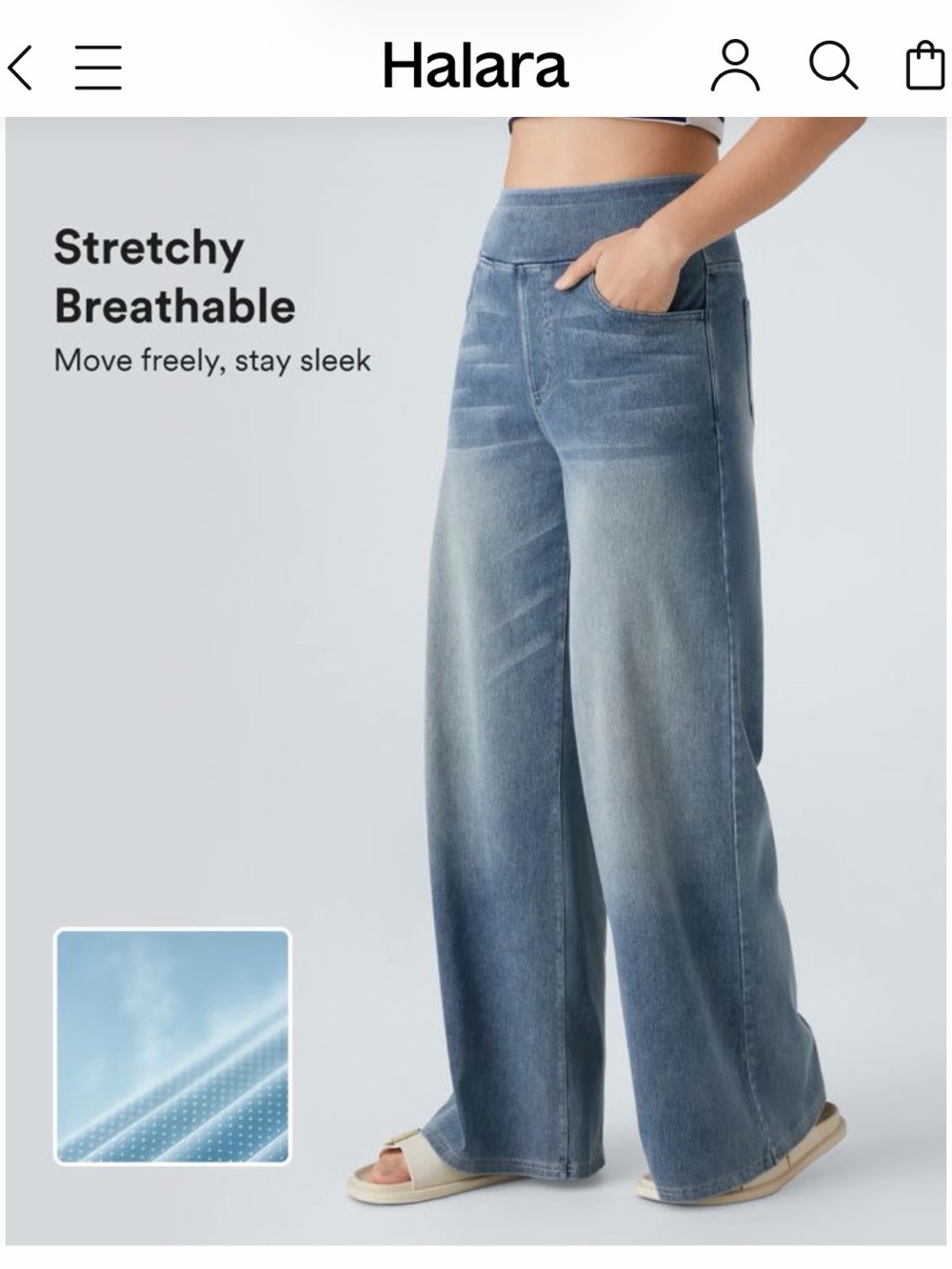 HALARA Flex denim Women's Wide-Leg Jeans in Faded Blue Wash